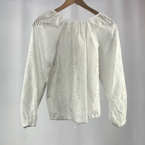 NWT Joie Cotton‎ Eyelet Long Sleeve Peasant Top in White Size Small - Picture 3 of 4